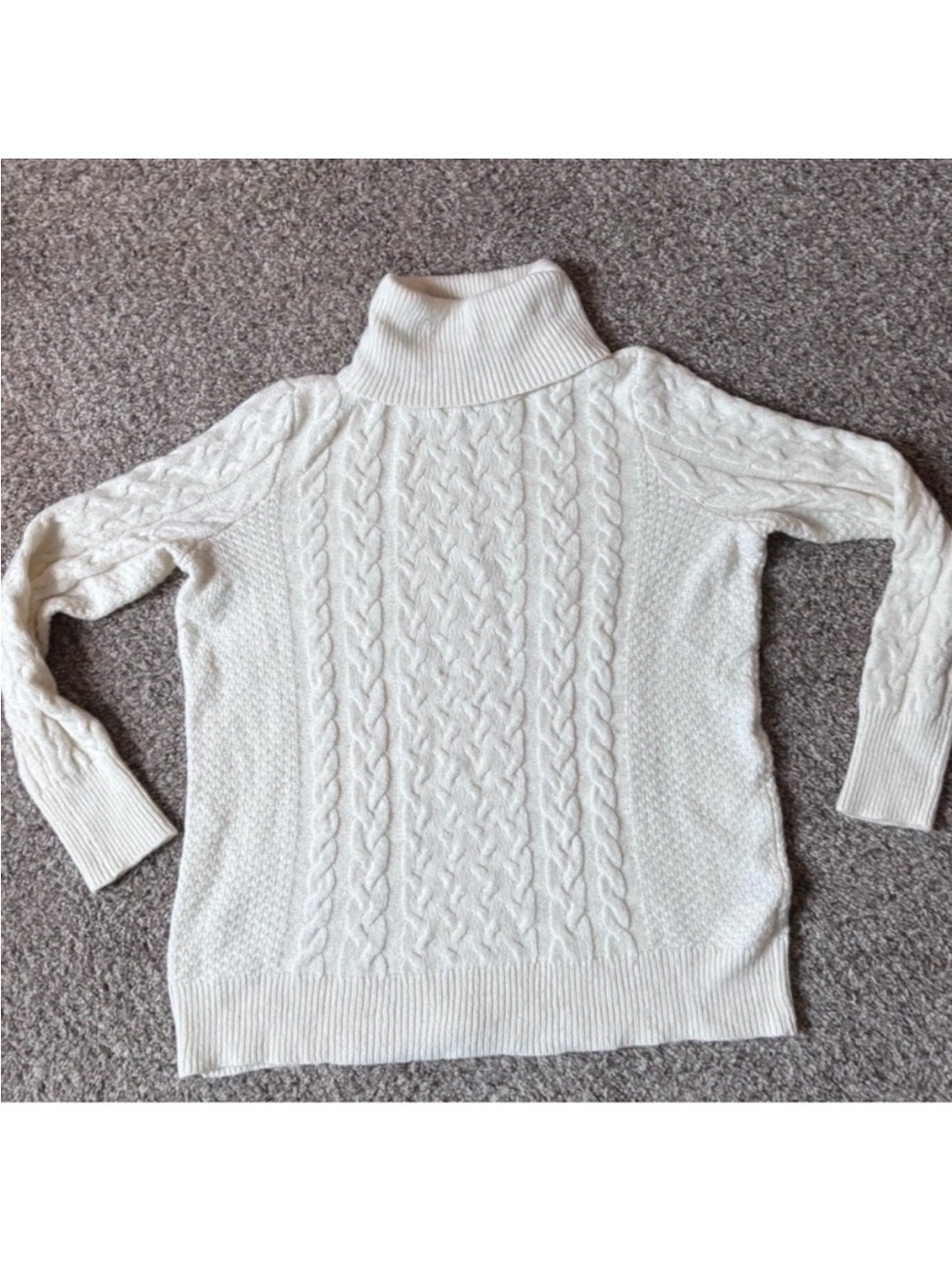 Cream Cable-Knit Turtleneck Sweater